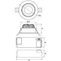 Rutec Downlight GAIL Plug&Play rond, pivotant IP65, couvert de poudre, argent gradable