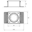 Rutec Projekt Plafonnier encastré VANYA à 1 flamme, pivotant, carré, affleurant IP20, noir gradable