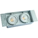Plafonnier encastré VANYA à 2 flammes, angulaire, pivotant, affleurant IP20, blanche gradable