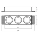 Rutec Projekt Plafonnier encastré VANYA 3 flammes, angulaire, pivotant, affleurant IP20, blanche gradable
