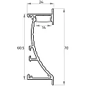 Rutec Projekt Profil du mur WEP26/70 version pour montage encastré, indirect, aluminium anodisé