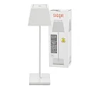 SIGOR Lampe de table à accu NUINDIE angulaire, CCT Switch, dimmable IP54, blanc neige gradable
