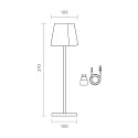 SIGOR Lampe de table à accu NUINDIE angulaire, CCT Switch, dimmable IP54, blanc neige gradable
