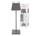SIGOR Lampe de table à accu NUINDIE angulaire, CCT Switch, dimmable IP54, gris graphite gradable