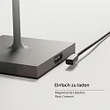 SIGOR Lampe de table à accu NUINDIE angulaire, CCT Switch, dimmable IP54, gris graphite gradable