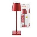 SIGOR Lampe de table à accu NUINDIE rond, CCT Switch IP54, anodisé rouge cerise gradable