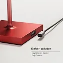 SIGOR Lampe de table à accu NUINDIE rond, CCT Switch IP54, anodisé rouge cerise gradable