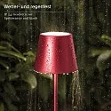 SIGOR Lampe de table à accu NUINDIE rond, CCT Switch IP54, anodisé rouge cerise gradable