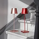 SIGOR Lampe de table à accu NUINDIE rond, CCT Switch IP54, anodisé rouge cerise gradable
