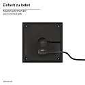 SIGOR Lampe de table à accu NUTALIS 10X10CM forme en dé, CCT Switch, avec variateur tactile, avec chargeur IP54, noir nuit gradable