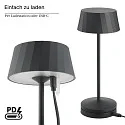 SIGOR Lampe de table à accu FACETTA Bas, CCT Switch, lot de 1, avec variateur tactile IP44, noir nuit gradable