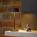 SIGOR Lampe de table à accu FACETTA Bas, CCT Switch, lot de 1, avec variateur tactile IP44, noir nuit gradable