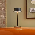 SIGOR Lampe de table à accu FACETTA Bas, CCT Switch, lot de 1, avec variateur tactile IP44, noir nuit gradable