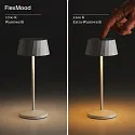 SIGOR Lampe de table à accu FACETTA Bas, CCT Switch, lot de 1, avec variateur tactile IP44, blanc neige gradable