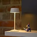 SIGOR Lampe de table à accu FACETTA Bas, CCT Switch, lot de 1, avec variateur tactile IP44, blanc neige gradable