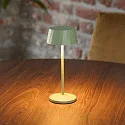 SIGOR Lampe de table à accu FACETTA Bas, CCT Switch, lot de 1, avec variateur tactile IP44, vert sauge gradable