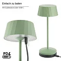 SIGOR Lampe de table à accu FACETTA Bas, CCT Switch, lot de 1, avec variateur tactile IP44, vert sauge gradable