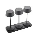 battery table lamp FACETTA down, CCT Switch, set of 3, with touch dimmer IP44, night black dimmable