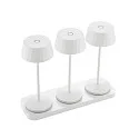 battery table lamp FACETTA down, CCT Switch, set of 3, with touch dimmer IP44, snow white dimmable
