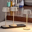 SIGOR battery table lamp FACETTA down, CCT Switch, set of 3, with touch dimmer IP44, dune beige dimmable
