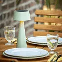 SIGOR Lampe de table à accu SOLINO IP44, vert sauge gradable