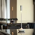 SIGOR Lampe de table à accu NUCANDLE avec variateur tactile IP54, chrome, scintillant, blanche gradable