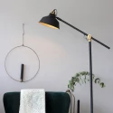 Mexlite Lampadaire NOVÉ avec interrupteur, avec prise de courant, réglable E27 IP20, noir mat 