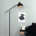 Mexlite Lampadaire NOVÉ avec interrupteur, avec prise de courant, réglable E27 IP20, noir mat 