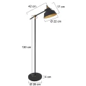 Mexlite Lampadaire NOVÉ avec interrupteur, avec prise de courant, réglable E27 IP20, noir mat 
