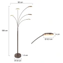 Lampadaire SYNNA 5 flammes, rotatif, avec bras flexible, direct / indirect, avec variateur à cordon IP20
