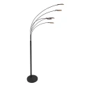 Mexlite Lampadaire SYNNA 5 flammes, rotatif, avec bras flexible, direct / indirect, avec variateur à cordon IP20, noir mat gradable