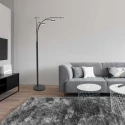 Mexlite Lampadaire SYNNA 5 flammes, rotatif, avec bras flexible, direct / indirect, avec variateur à cordon IP20, noir mat gradable