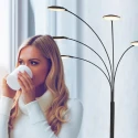Mexlite Lampadaire SYNNA 5 flammes, rotatif, avec bras flexible, direct / indirect, avec variateur à cordon IP20, noir mat gradable