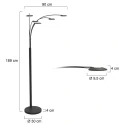 Mexlite Lampadaire SYNNA 5 flammes, rotatif, avec bras flexible, direct / indirect, avec variateur à cordon IP20, noir mat gradable