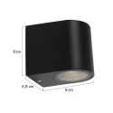 Steinhauer Luminaire mural d’extérieur LOGAN Bas, à 1 flamme, rond GU10 IP44, noir mat 