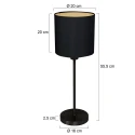 Lampe de table NOOR rond, avec interrupteur, avec abat-jour E27 IP20