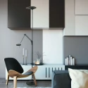 Steinhauer Plafonnier  ZODIAC avec bras articulé, avec spot LED, direct / indirect, avec variateur tactile IP20, noir mat gradable