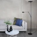 Steinhauer Plafonnier  ZODIAC avec bras articulé, avec spot LED, direct / indirect, avec variateur tactile IP20, noir mat gradable