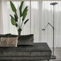 Steinhauer Plafonnier  ZODIAC avec bras articulé, avec spot LED, direct / indirect, avec variateur tactile IP20, noir mat gradable