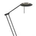 Steinhauer Lampe de table ZODIAC avec bras articulé, direct / indirect, avec variateur tactile IP20, noir mat gradable