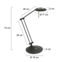 Steinhauer Lampe de table ZODIAC avec bras articulé, direct / indirect, avec variateur tactile IP20, noir mat gradable