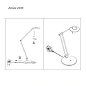 Steinhauer Lampe de table ZODIAC avec bras articulé, direct / indirect, avec variateur tactile IP20, noir mat gradable