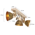 Mexlite Luminaire de plafond GEARWOOD 3 flammes, réglable E27 IP20, bronze, antique gradable