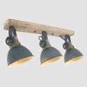 Mexlite Luminaire de plafond GEARWOOD 3 flammes, réglable E27 IP20, gris, mat gradable
