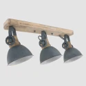 Mexlite Luminaire de plafond GEARWOOD 3 flammes, réglable E27 IP20, gris, mat gradable