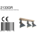 Mexlite Luminaire de plafond GEARWOOD 3 flammes, réglable E27 IP20, gris, mat gradable