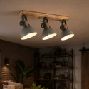Mexlite Luminaire de plafond GEARWOOD 3 flammes, réglable E27 IP20, gris, mat gradable