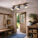 Mexlite Luminaire de plafond GEARWOOD 3 flammes, réglable E27 IP20, gris, mat gradable
