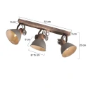 Mexlite ceiling luminaire GEARWOOD 3 flames E27 IP20, taupe dimmable