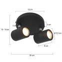 Mexlite Luminaire de salle de bain UPROUND à 2 flammes, cylindrique, réglable GU10 IP44, noir mat gradable